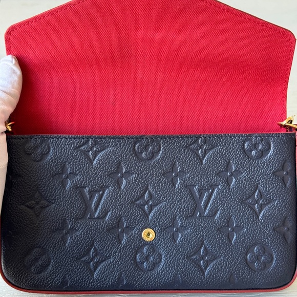 LOUIS VUITTON Felicie Pochette Monogram Empreinte Leather Blue Crossbody Bag - Picture 7 of 11
